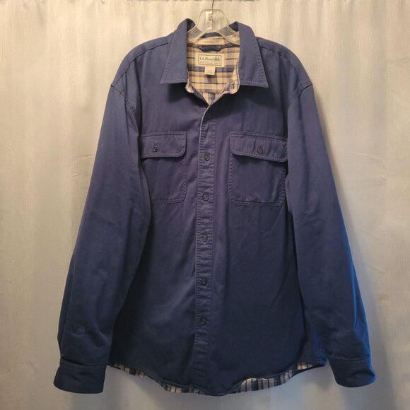 L.L. Bean Mens Blue Flannel-Lined Traditional Fit Shirt Jacket Size XL Shacket - Picture 1 of 5